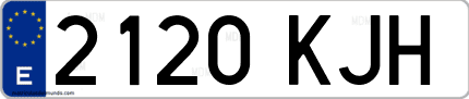 Ejemplo de matrícula de coche ordinaria 2120 KJH
