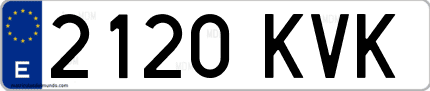 Ejemplo de matrícula de coche ordinaria 2120 KVK