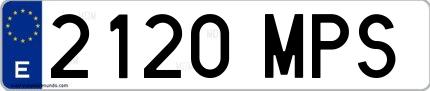 Ejemplo de matrícula española 2120 MPS