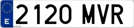 Ejemplo de matrícula española 2120 MVR