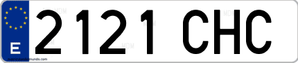 Ejemplo de matrícula de coche ordinaria 2121 CHC