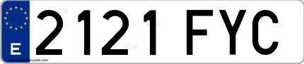 Ejemplo de matrícula española 2121 FYC