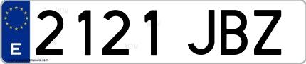 Ejemplo de matrícula española 2121 JBZ