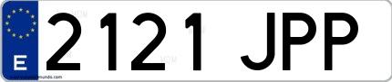 Ejemplo de matrícula española 2121 JPP