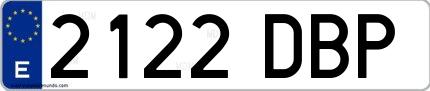 Ejemplo de matrícula española 2122 DBP