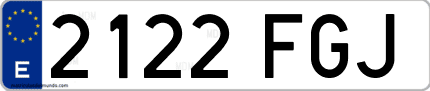 Ejemplo de matrícula de coche ordinaria 2122 FGJ