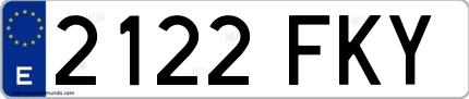 Ejemplo de matrícula española 2122 FKY