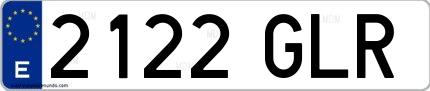 Ejemplo de matrícula española 2122 GLR