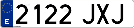 Ejemplo de matrícula de coche ordinaria 2122 JXJ