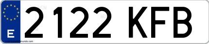 Ejemplo de matrícula española 2122 KFB