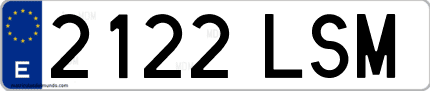 Ejemplo de matrícula de coche ordinaria 2122 LSM