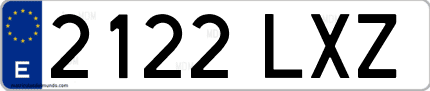 Ejemplo de matrícula de coche ordinaria 2122 LXZ