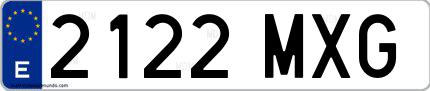Ejemplo de matrícula española 2122 MXG