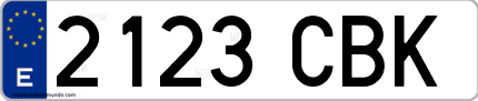 Ejemplo de matrícula de coche ordinaria 2123 CBK