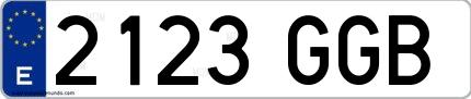 Ejemplo de matrícula española 2123 GGB