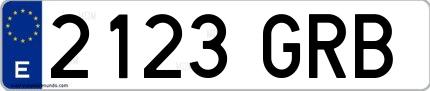 Ejemplo de matrícula española 2123 GRB