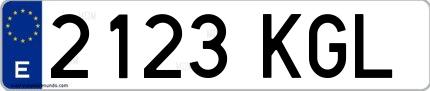 Ejemplo de matrícula española 2123 KGL
