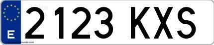 Ejemplo de matrícula española 2123 KXS