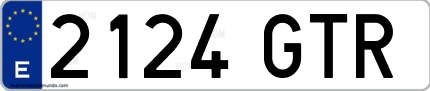 Ejemplo de matrícula de coche ordinaria 2124 GTR