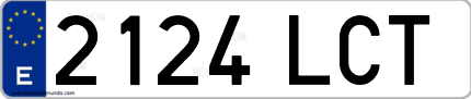 Ejemplo de matrícula de coche ordinaria 2124 LCT