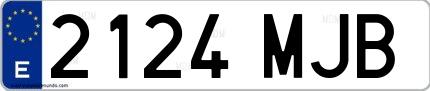 Ejemplo de matrícula española 2124 MJB