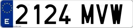 Ejemplo de matrícula española 2124 MVW