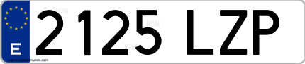 Ejemplo de matrícula de coche ordinaria 2125 LZP