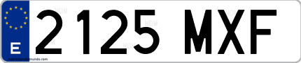 Ejemplo de matrícula de coche ordinaria 2125 MXF