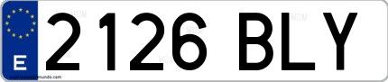 Ejemplo de matrícula española 2126 BLY