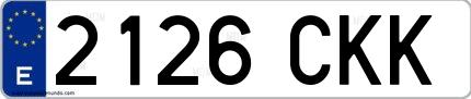 Ejemplo de matrícula española 2126 CKK