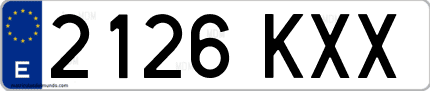 Ejemplo de matrícula de coche ordinaria 2126 KXX