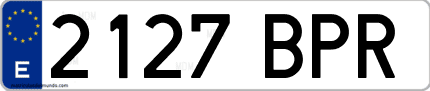 Ejemplo de matrícula de coche ordinaria 2127 BPR
