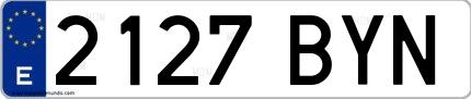 Ejemplo de matrícula española 2127 BYN