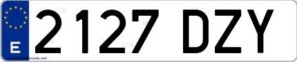 Ejemplo de matrícula española 2127 DZY