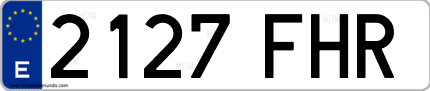 Ejemplo de matrícula de coche ordinaria 2127 FHR
