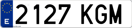 Ejemplo de matrícula de coche ordinaria 2127 KGM