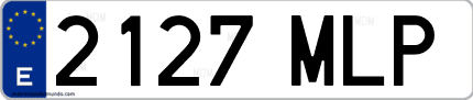 Ejemplo de matrícula de coche ordinaria 2127 MLP