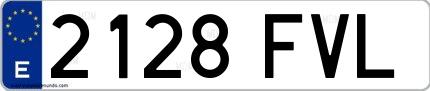 Ejemplo de matrícula española 2128 FVL