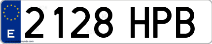Ejemplo de matrícula de coche ordinaria 2128 HPB