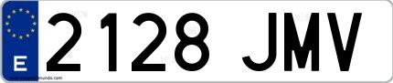 Ejemplo de matrícula de coche ordinaria 2128 JMV