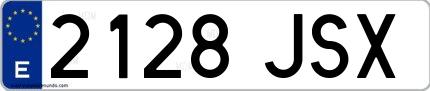 Ejemplo de matrícula española 2128 JSX