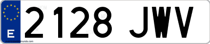 Ejemplo de matrícula de coche ordinaria 2128 JWV