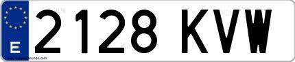 Ejemplo de matrícula española 2128 KVW