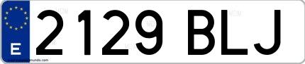 Ejemplo de matrícula española 2129 BLJ