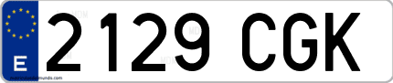 Ejemplo de matrícula de coche ordinaria 2129 CGK
