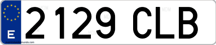 Ejemplo de matrícula de coche ordinaria 2129 CLB