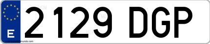 Ejemplo de matrícula española 2129 DGP