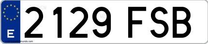 Ejemplo de matrícula española 2129 FSB