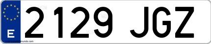 Ejemplo de matrícula española 2129 JGZ