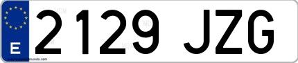 Ejemplo de matrícula española 2129 JZG